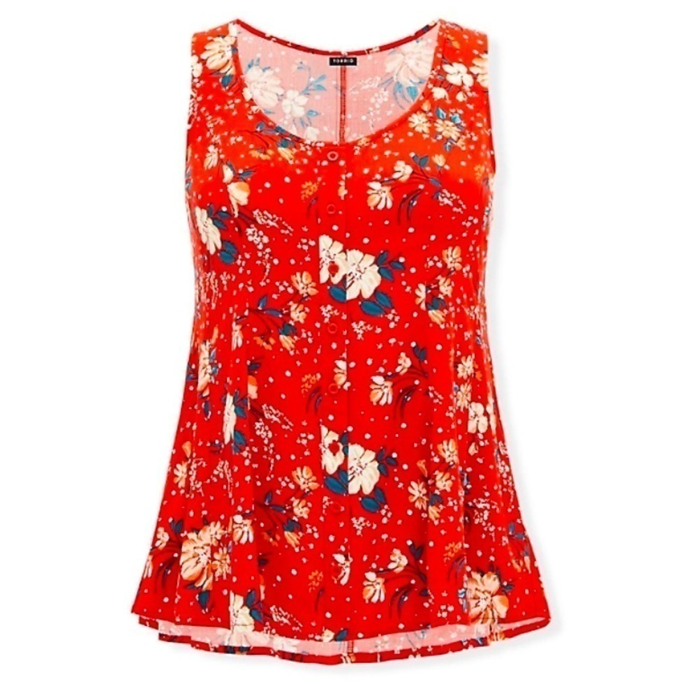 Torrid Floral challis button front fit flare tank top women’s plus 5x new w tag